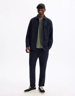 Celio Pantalon slim coton stretch - marine^Homme Pantalons 24H|Pantalons