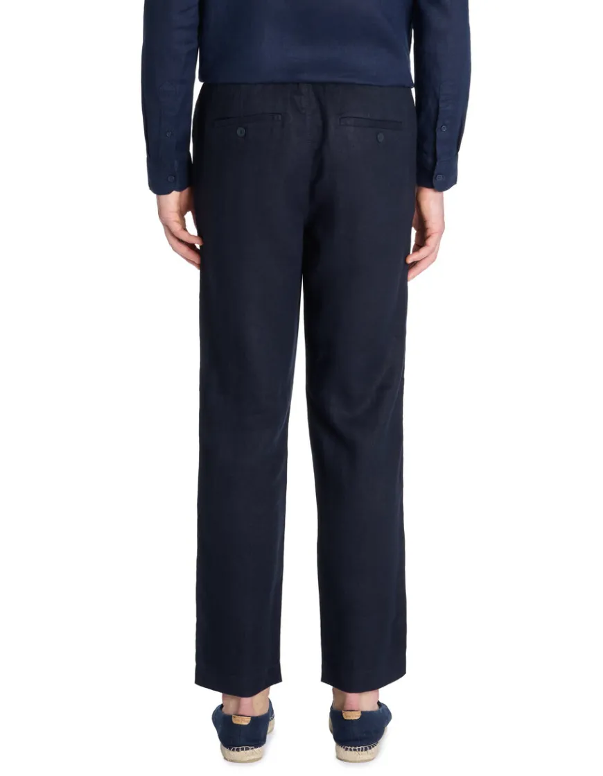 Celio Pantalon straight 100% lin - marine^Homme Pantalons En Lin|Pantalons