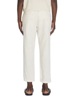 Celio Pantalon straight rayé en lin et coton - beige^Homme Pantalons En Lin|Pantalons