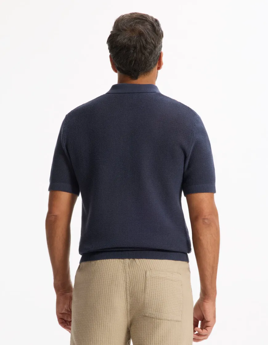 Celio Polo en maille texturée 100% coton - marine^Homme Polos