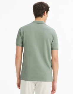 Celio Polo piqué regular 100% coton - gris vert^Homme Polos