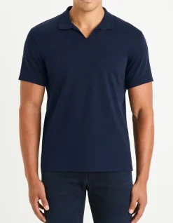 Celio Polo regular col cubain en coton mélangé - marine^Homme Polos