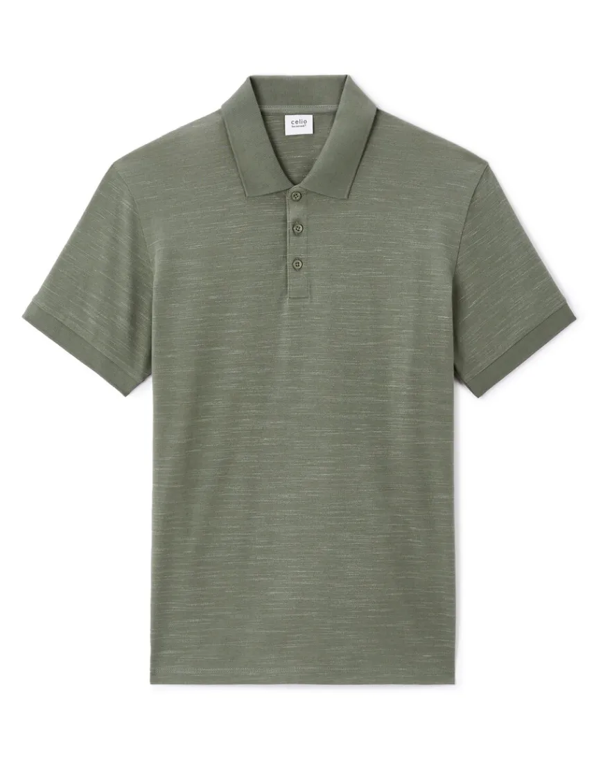 Celio Polo regular coton mélangé - kaki^Homme Polos