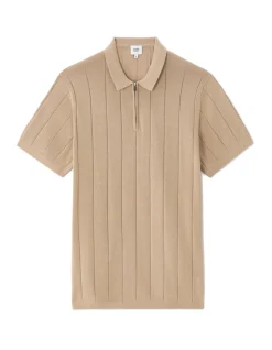 Celio Polo regular en maille col zippé - beige^Homme Polos