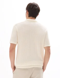 Celio Polo regular en maille côtelé - beige^Homme Polos