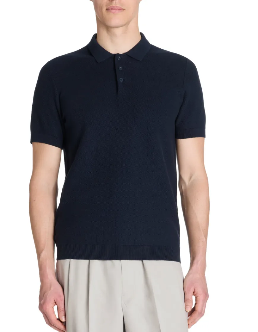 Celio Polo regular en maille texturée 100% coton - marine^Homme Polos