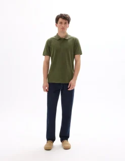Celio Polo regular jersey en coton stretch - kaki^Homme Polos