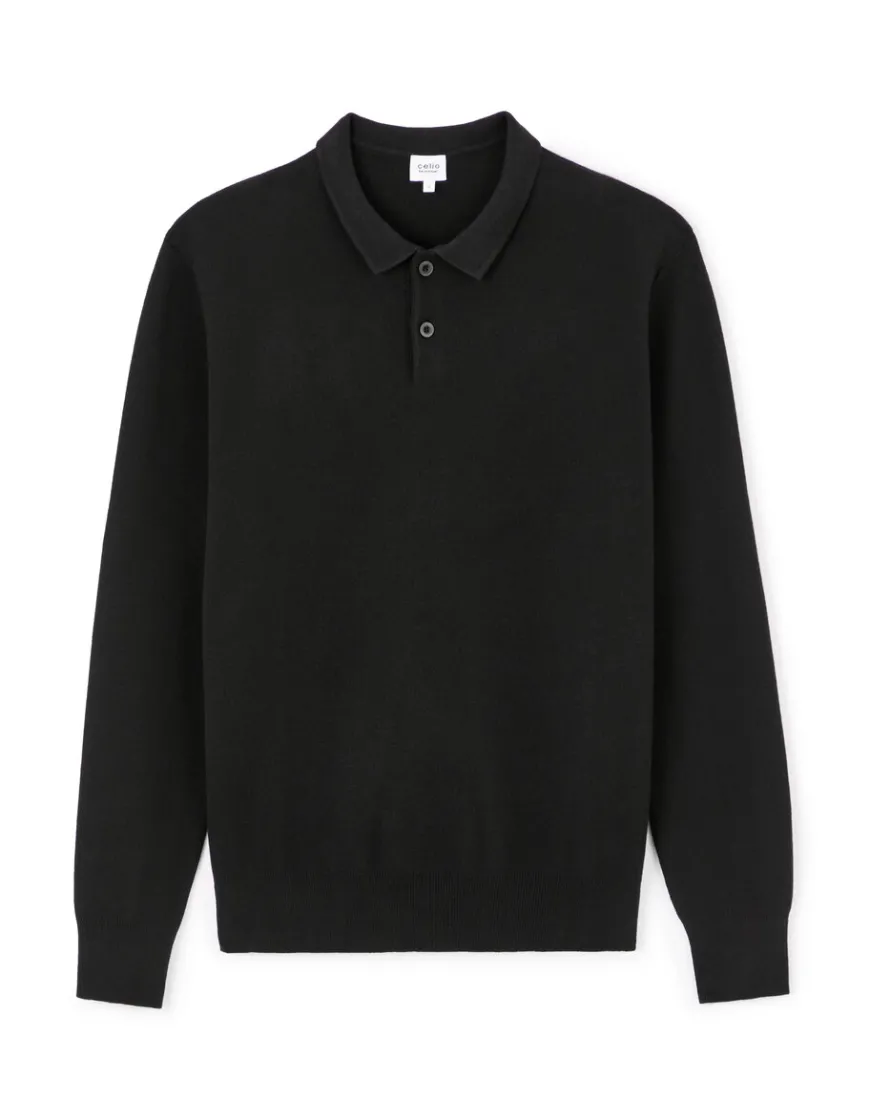 Celio Polo relaxed coton mélangé manches longues -^Homme Polos