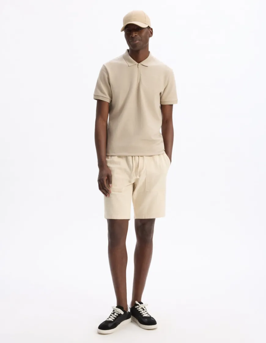 Celio Polo slim coton mélangé - beige^Homme Polos