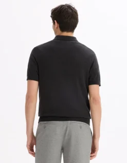 Celio Polo slim en maille coton mélangé - noir^Homme Polos