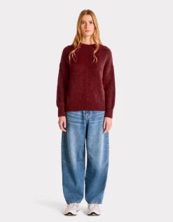 Celio Pull à col rond en maille soufflée - bordeaux^Femme Pulls|Les Ensembles