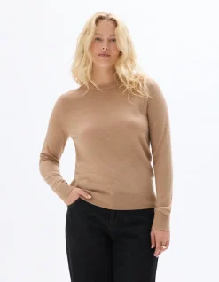 Celio Pull 100% laine mérinos à col rond - beige.^Femme Pulls