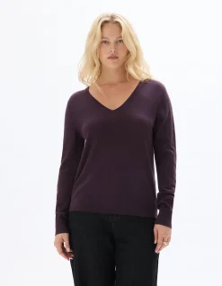 Celio Pull 100% laine mérinos à col V - marron^Femme Pulls