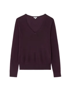 Celio Pull 100% laine mérinos à col V - marron^Femme Pulls