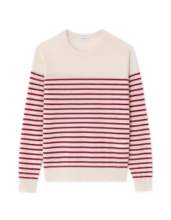 Celio Pull 100% laine mérinos à rayures - rouge^Femme Pulls