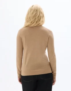 Celio Pull 100% laine mérinos col v - beige^Femme Pulls
