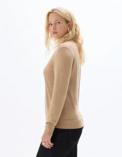 Celio Pull 100% laine mérinos col v - beige^Femme Pulls
