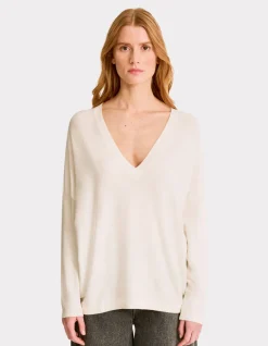 Celio Pull ample col V en viscose Ecovero - écru^Femme Pulls