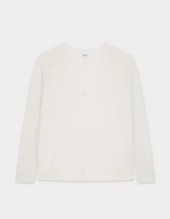 Celio Pull ample col V en viscose Ecovero - écru^Femme Pulls