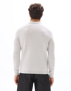 Celio Pull col polo slim 100% coton - gris chiné^Homme Pulls