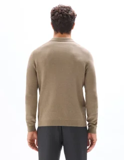 Celio Pull col polo slim 100% coton - beige foncé^Homme Pulls