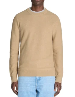 Celio Pull col rond 100% coton - beige^Homme Pulls