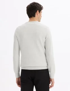 Celio Pull col rond 100% coton - gris chiné^Homme Pulls