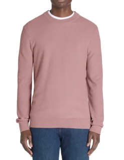 Celio Pull col rond 100% coton - vieux rose^Homme Pulls