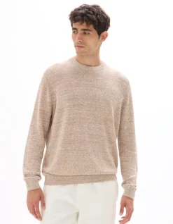 Celio Pull col rond en lin mélangé bicolor - beige^Homme Pulls|Sélection Lin