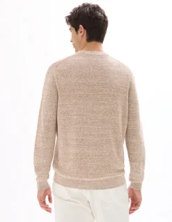 Celio Pull col rond en lin mélangé bicolor - beige^Homme Pulls|Sélection Lin