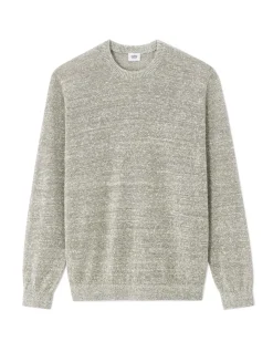 Celio Pull col rond en lin mélangé bicolor - vert de gris^Homme Pulls|Sélection Lin
