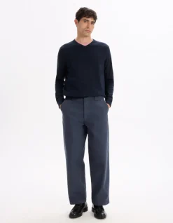 Celio Pull col V 100% coton - marine^Homme Pulls