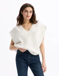 Celio Pull col V sans manches - écru^Femme Pulls