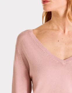 Celio Pull en maille fine col V - rose^Femme Pulls