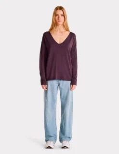 Celio Pull fluide col V en viscose Ecovero - violet^Femme Pulls