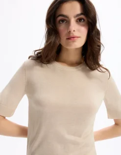 Celio Pull maille fine à manches courtes - beige^Femme Les Essentiels Aux Meilleurs Prix|Pulls