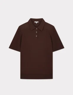 Celio Pull polo manches courtes en maille - marron^Femme Pulls