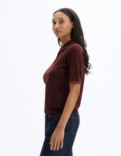 Celio Pull polo manches courtes en maille - marron^Femme Pulls