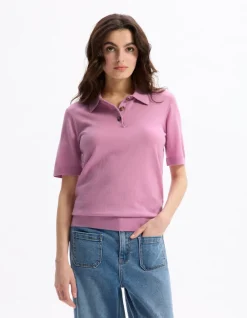 Celio Pull polo manches courtes en maille - rose^Femme Pulls