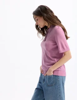 Celio Pull polo manches courtes en maille - rose^Femme Pulls