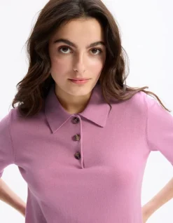Celio Pull polo manches courtes en maille - rose^Femme Pulls