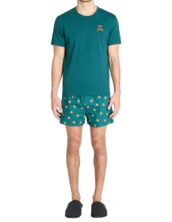 Celio Pyjama short 100% coton - vert^Homme Pyjamas