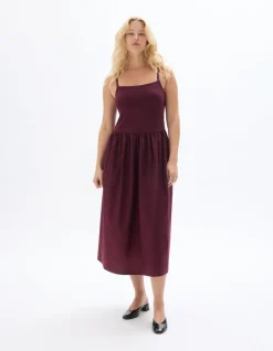 Celio Robe bi-matière - bordeaux^Femme Robes|Robes