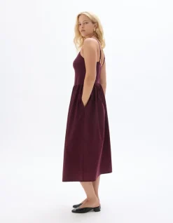 Celio Robe bi-matière - bordeaux^Femme Robes|Robes