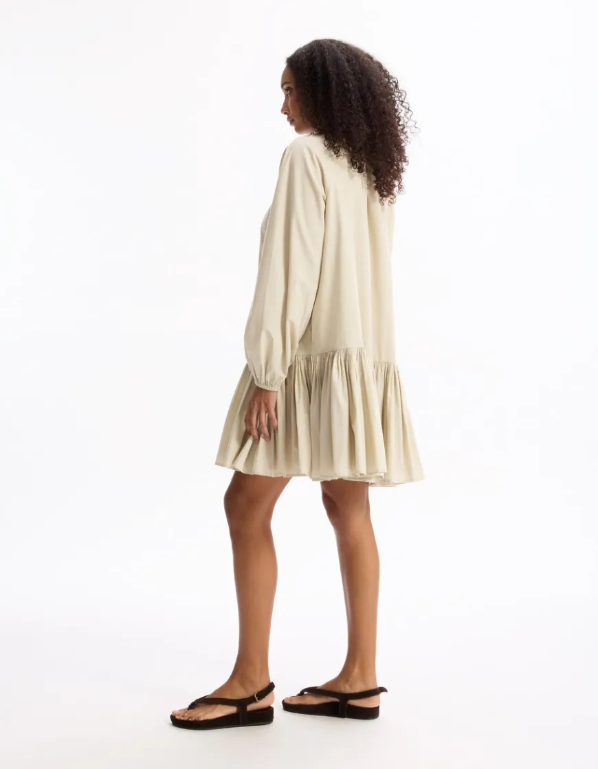 Celio Robe courte à volant - gris^Femme Robes|Robes