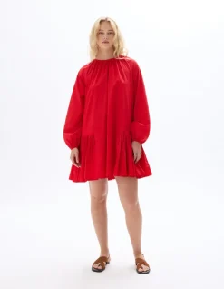 Celio Robe courte à volant - rouge^Femme Robes|Robes