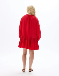 Celio Robe courte à volant - rouge^Femme Robes|Robes