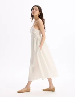 Celio Robe fluide longue à bretelle - beige^Femme Robes|Robes