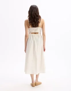 Celio Robe fluide longue à bretelle - beige^Femme Robes|Robes
