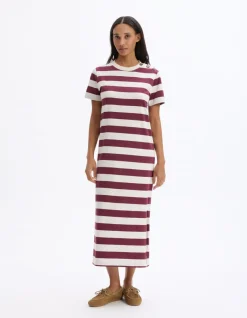 Celio Robe longue boutonnée à rayures - bordeaux^Femme Les Meilleures Ventes|Robes